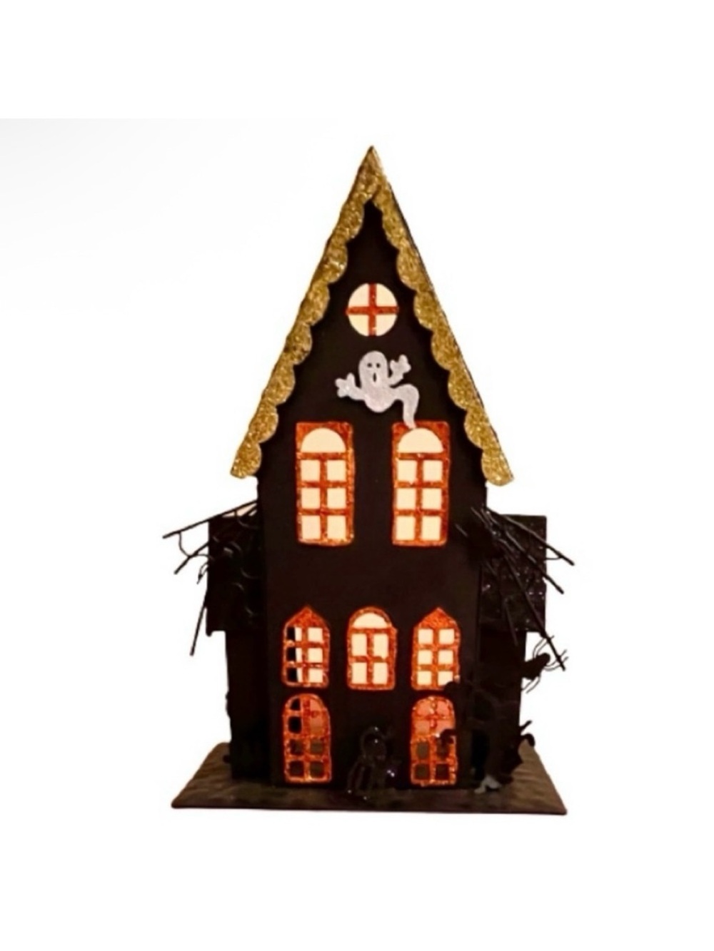 🆕- Ashland-Spooky Metal Luminary Haunted House LED Tea Light Candle Holder.